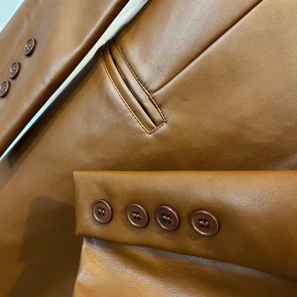 Rebecca Minkoff Women’s Lambskin Blazer Cognac Brown Large NWT Lined Soft Jacket - Picture 4 of 7